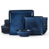 imageEfar Square plates and bowls Sets for 6 18Piece Reactive Glaze Stoneware Dinnerware Sets Porcelain Dishware Sets for Kitchen Home Microwave ampamp Dishwasher Safe Deep Sea BlueDeep Sea Blue