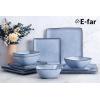 imageEfar Square plates and bowls Sets for 6 18Piece Reactive Glaze Stoneware Dinnerware Sets Porcelain Dishware Sets for Kitchen Home Microwave ampamp Dishwasher Safe Deep Sea BlueOcean Blue
