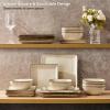 imageEfar Square plates and bowls Sets for 6 18Piece Reactive Glaze Stoneware Dinnerware Sets Porcelain Dishware Sets for Kitchen Home Microwave ampamp Dishwasher Safe Deep Sea BlueSandy Beige