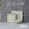 imageEfar Square plates and bowls Sets for 6 18Piece Reactive Glaze Stoneware Dinnerware Sets Porcelain Dishware Sets for Kitchen Home Microwave ampamp Dishwasher Safe Deep Sea BlueSandy Beige