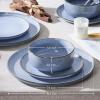 imageEfar Stoneware Dinnerware Sets for 4 12 Pieces Reactive Glaze Plates and Bowls Sets Elegant Dishes with Rustic Terracotta Base Dishwasher ampamp Microwave Safe Scratch Resistant Deep CamelOcean Blue
