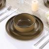 imageEfar Stoneware Dinnerware Sets for 4 12 Pieces Reactive Glaze Plates and Bowls Sets Elegant Dishes with Rustic Terracotta Base Dishwasher ampamp Microwave Safe Scratch Resistant Deep CamelDesert Camel