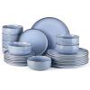 imageEfar Stoneware Dinnerware Sets for 4 12 Pieces Reactive Glaze Plates and Bowls Sets Elegant Dishes with Rustic Terracotta Base Dishwasher ampamp Microwave Safe Scratch Resistant Deep CamelOcean Blue