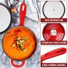 imageEfar Enameled Cast Iron Sauce Pan 2 Quart Dutch Oven Saucepan with Lid Small Sauce Pot for Cooking Boiling Healthy ampamp Non Toxic Induction ampamp Oven Safe Light BlueRed