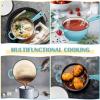 imageEfar Enameled Cast Iron Sauce Pan 2 Quart Dutch Oven Saucepan with Lid Small Sauce Pot for Cooking Boiling Healthy ampamp Non Toxic Induction ampamp Oven Safe Light BlueLight Blue