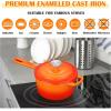 imageEfar Enameled Cast Iron Sauce Pan 2 Quart Dutch Oven Saucepan with Lid Small Sauce Pot for Cooking Boiling Healthy ampamp Non Toxic Induction ampamp Oven Safe Light BlueOrange