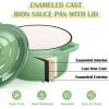 imageEfar Enameled Cast Iron Sauce Pan 2 Quart Dutch Oven Saucepan with Lid Small Sauce Pot for Cooking Boiling Healthy ampamp Non Toxic Induction ampamp Oven Safe Light BluePistachio Green
