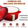 imageEfar Enameled Cast Iron Sauce Pan 2 Quart Dutch Oven Saucepan with Lid Small Sauce Pot for Cooking Boiling Healthy ampamp Non Toxic Induction ampamp Oven Safe Light BlueRed