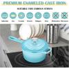 imageEfar Enameled Cast Iron Sauce Pan 2 Quart Dutch Oven Saucepan with Lid Small Sauce Pot for Cooking Boiling Healthy ampamp Non Toxic Induction ampamp Oven Safe Light BlueLight Blue