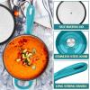 imageEfar Enameled Cast Iron Sauce Pan 2 Quart Dutch Oven Saucepan with Lid Small Sauce Pot for Cooking Boiling Healthy ampamp Non Toxic Induction ampamp Oven Safe Light BluePeacock Green