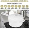 imageEfar Enameled Cast Iron Sauce Pan 2 Quart Dutch Oven Saucepan with Lid Small Sauce Pot for Cooking Boiling Healthy ampamp Non Toxic Induction ampamp Oven Safe Light BlueWhite