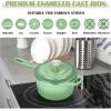 imageEfar Enameled Cast Iron Sauce Pan 2 Quart Dutch Oven Saucepan with Lid Small Sauce Pot for Cooking Boiling Healthy ampamp Non Toxic Induction ampamp Oven Safe Light BluePistachio Green
