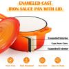 imageEfar Enameled Cast Iron Sauce Pan 2 Quart Dutch Oven Saucepan with Lid Small Sauce Pot for Cooking Boiling Healthy ampamp Non Toxic Induction ampamp Oven Safe Light BlueOrange