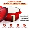 imageEfar Enameled Cast Iron Sauce Pan 2 Quart Dutch Oven Saucepan with Lid Small Sauce Pot for Cooking Boiling Healthy ampamp Non Toxic Induction ampamp Oven Safe Light BlueRed