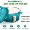 imageEfar Enameled Cast Iron Sauce Pan 2 Quart Dutch Oven Saucepan with Lid Small Sauce Pot for Cooking Boiling Healthy ampamp Non Toxic Induction ampamp Oven Safe Light BluePeacock Green