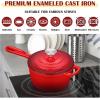 imageEfar Enameled Cast Iron Sauce Pan 2 Quart Dutch Oven Saucepan with Lid Small Sauce Pot for Cooking Boiling Healthy ampamp Non Toxic Induction ampamp Oven Safe Light BlueRed
