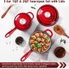 imageEfar Sauce Pan Set with Lid 1Qt ampamp 2Qt Enameled Cast Iron Pot Sets for Kitchen Cooking Small Heavy Duty Dutch Oven Saucepans ampamp Selfbasting Lids InductionReady ampamp Easy Clean RedRed