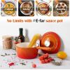 imageEfar Sauce Pan Set with Lid 1Qt ampamp 2Qt Enameled Cast Iron Pot Sets for Kitchen Cooking Small Heavy Duty Dutch Oven Saucepans ampamp Selfbasting Lids InductionReady ampamp Easy Clean RedOrange