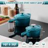 imageEfar Sauce Pan Set with Lid 1Qt ampamp 2Qt Enameled Cast Iron Pot Sets for Kitchen Cooking Small Heavy Duty Dutch Oven Saucepans ampamp Selfbasting Lids InductionReady ampamp Easy Clean RedGreen