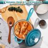 imageEfar Sauce Pan Set with Lid 1Qt ampamp 2Qt Enameled Cast Iron Pot Sets for Kitchen Cooking Small Heavy Duty Dutch Oven Saucepans ampamp Selfbasting Lids InductionReady ampamp Easy Clean RedGreen