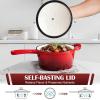 imageEfar Sauce Pan Set with Lid 1Qt ampamp 2Qt Enameled Cast Iron Pot Sets for Kitchen Cooking Small Heavy Duty Dutch Oven Saucepans ampamp Selfbasting Lids InductionReady ampamp Easy Clean RedRed