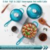 imageEfar Sauce Pan Set with Lid 1Qt ampamp 2Qt Enameled Cast Iron Pot Sets for Kitchen Cooking Small Heavy Duty Dutch Oven Saucepans ampamp Selfbasting Lids InductionReady ampamp Easy Clean RedGreen