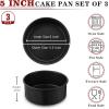 imageEfar 5 Inch Cake Pan Set of 3 Nonstick Stainless Steel Small Baking Pans Tins Round Bakeware for Layer Cakes Stainless Steel Core ampamp NonToxic Coating Straight Side ampamp 2 Inch Deep5 Inches