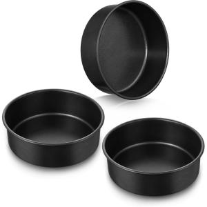 imageEfar 5 Inch Cake Pan Set of 3 Nonstick Stainless Steel Small Baking Pans Tins Round Bakeware for Layer Cakes Stainless Steel Core ampamp NonToxic Coating Straight Side ampamp 2 Inch Deep9 Inches