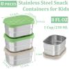 imageEfar 4Pack Stainless Steel Snack Containers for Kids  8oz Reusable Toddler Lunch Box Containers with LeakProof Lids for SchoolDaycareTravel  Stackable Design ampamp Easy Open Oven ampamp Dishwasher SafeGreen  Khaki