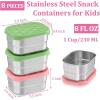 imageEfar 4Pack Stainless Steel Snack Containers for Kids  8oz Reusable Toddler Lunch Box Containers with LeakProof Lids for SchoolDaycareTravel  Stackable Design ampamp Easy Open Oven ampamp Dishwasher SafeGreen  Pink