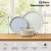 imageEfar Stoneware Dinnerware Sets for 4 12Piece Reactive Glaze Plates and Bowls Sets Kitchen Ceramic Dishes Dinning Ware Microwave ampamp Dishwasher Safe Deep GrayMulticolor