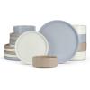 imageEfar Stoneware Dinnerware Sets for 4 12Piece Reactive Glaze Plates and Bowls Sets Kitchen Ceramic Dishes Dinning Ware Microwave ampamp Dishwasher Safe Deep GrayMulticolor