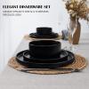 imageEfar Stoneware Dinnerware Sets for 4 12Piece Reactive Glaze Plates and Bowls Sets Kitchen Ceramic Dishes Dinning Ware Microwave ampamp Dishwasher Safe Deep GrayMatte Black