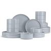 imageEfar Stoneware Dinnerware Sets for 4 12Piece Reactive Glaze Plates and Bowls Sets Kitchen Ceramic Dishes Dinning Ware Microwave ampamp Dishwasher Safe Deep GrayHaze Gray