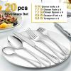 image20Piece Silverware Set for 4 Efar Stainless Steel Flatware Cutlery Set with Pearled Edge Include Forks Spoons and Knives Modern Tableware Eating Utensils for Kitchen Restaurant Dishwasher SafeSilver