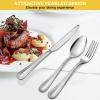 image20Piece Silverware Set for 4 Efar Stainless Steel Flatware Cutlery Set with Pearled Edge Include Forks Spoons and Knives Modern Tableware Eating Utensils for Kitchen Restaurant Dishwasher SafeSilver