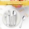image20Piece Silverware Set for 4 Efar Stainless Steel Flatware Cutlery Set with Pearled Edge Include Forks Spoons and Knives Modern Tableware Eating Utensils for Kitchen Restaurant Dishwasher SafeSilver
