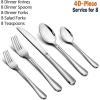 image40Piece Silverware Set Efar Stainless Steel Modern Flatware Cutlery Set Service for 8 Tableware Includes Dinner ForksKnivesSpoons Dishwasher Safe