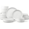 imageEfar 16 Piece Dinnerware Sets Plates and Bowls with Pasta Bowls Service for 4 Modern Stoneware Ribbed Dishes for Kitchen Dining Microwave ampamp Dishwasher Safe Speckled WhiteSpeckled White