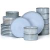 imageEfar 16 Piece Dinnerware Sets Plates and Bowls with Pasta Bowls Service for 4 Modern Stoneware Ribbed Dishes for Kitchen Dining Microwave ampamp Dishwasher Safe Speckled WhiteDusty Blue