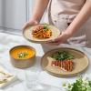 imageEfar 16 Piece Dinnerware Sets Plates and Bowls with Pasta Bowls Service for 4 Modern Stoneware Ribbed Dishes for Kitchen Dining Microwave ampamp Dishwasher Safe Speckled WhiteCaramel Khaki