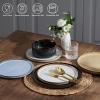 imageEfar 16 Piece Dinnerware Sets Plates and Bowls with Pasta Bowls Service for 4 Modern Stoneware Ribbed Dishes for Kitchen Dining Microwave ampamp Dishwasher Safe Speckled WhiteMulticolor