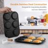 imageEfar Muffin Top Pan Set of 2 Nonstick 6Cavity Shallow Cupcake Pan for Baking Whoopie Pie Yorkshire Pudding Eggs Cornbread Drop Cookies Easy Release ampamp Clean 3Inch Standard SizeMuffin Top Pan