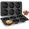 imageEfar Muffin Top Pan Set of 2 Nonstick 6Cavity Shallow Cupcake Pan for Baking Whoopie Pie Yorkshire Pudding Eggs Cornbread Drop Cookies Easy Release ampamp Clean 3Inch Standard SizeMuffin Pan