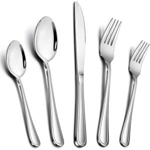 image40Piece Silverware Set Efar Stainless Steel Modern Flatware Cutlery Set Service for 8 Tableware Includes Dinner ForksKnivesSpoons Dishwasher Safe