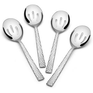 imageEfar Hammered Slotted Serving Spoons 4Piece Stainless Steel Tablespoons Hostess Serving Utensils Set for Catering Buffet Party Wedding Kitchen Restaurant Dishwasher Safe4Piece Slotted Spoons Set