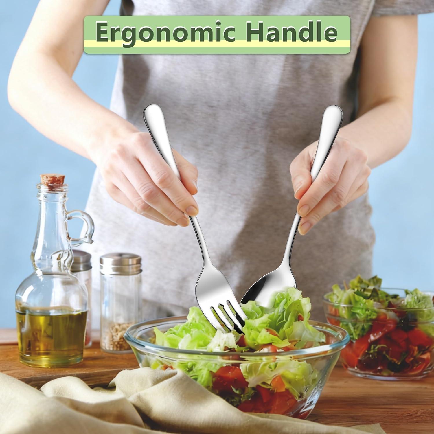 imageEfar Large Serving Forks Set of 4 99 Inch Stainless Steel Serving Utensils Set Big Buffet Forks for Party Catering Wedding Kitchen Restaurant Dishwasher SafeServing Spoons 2  Serving Forks 2