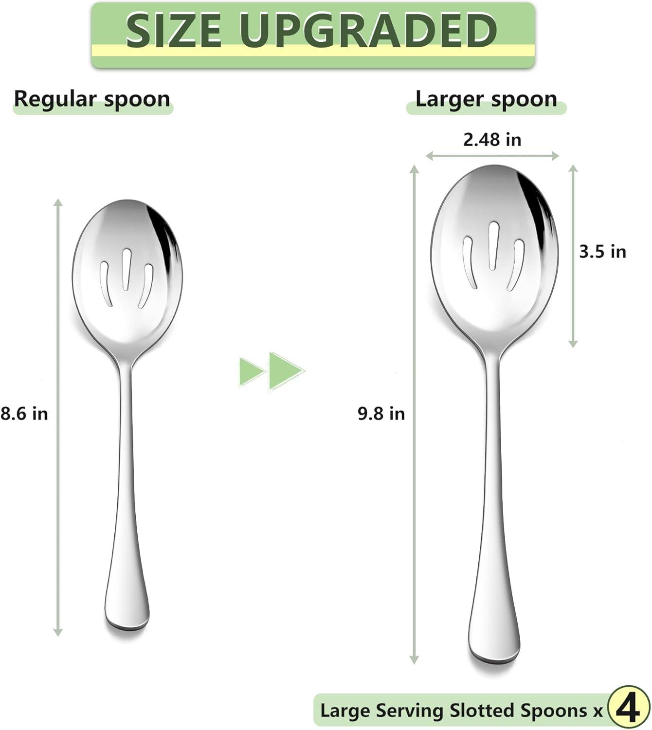 imageEfar Large Serving Forks Set of 4 99 Inch Stainless Steel Serving Utensils Set Big Buffet Forks for Party Catering Wedding Kitchen Restaurant Dishwasher SafeSlotted Spoons x4