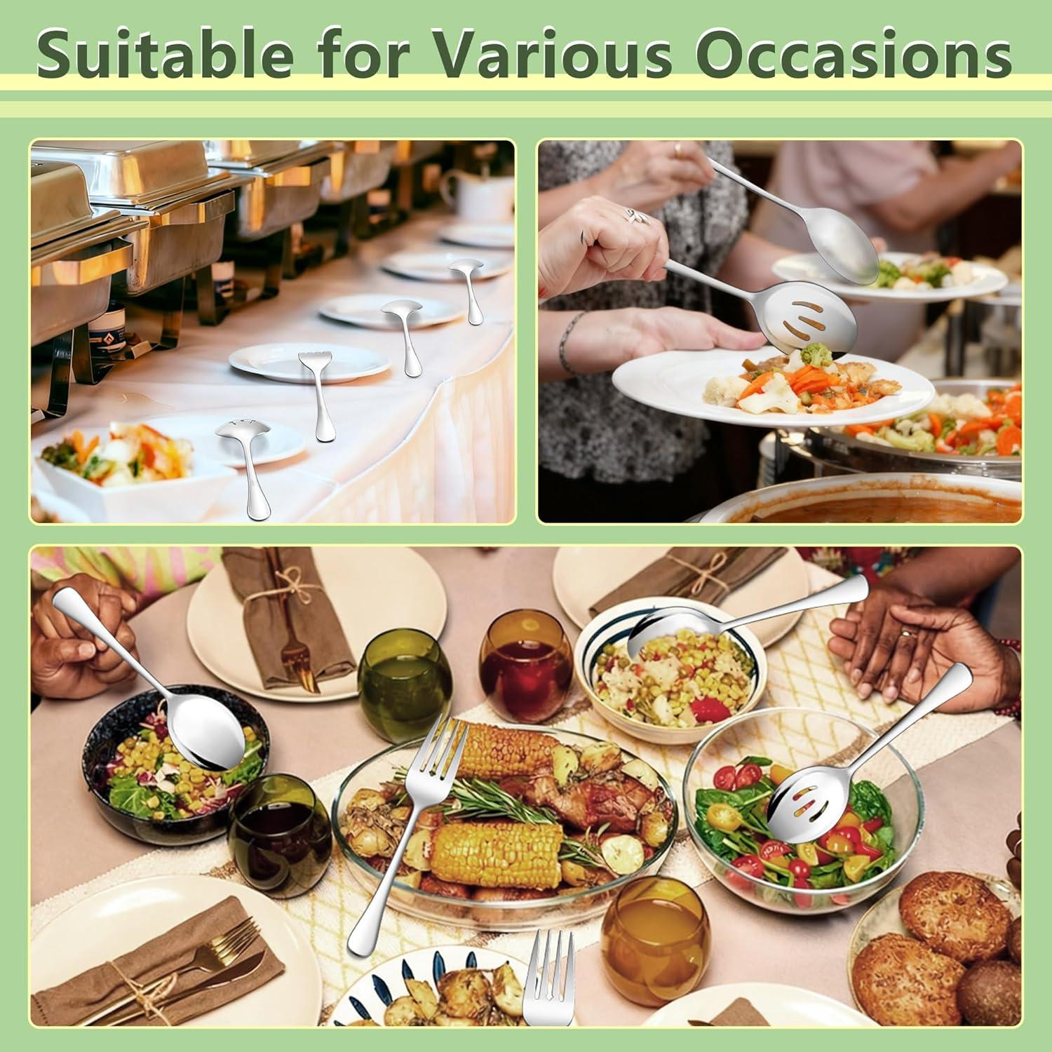 imageEfar Large Serving Forks Set of 4 99 Inch Stainless Steel Serving Utensils Set Big Buffet Forks for Party Catering Wedding Kitchen Restaurant Dishwasher SafeServing Spoons x4