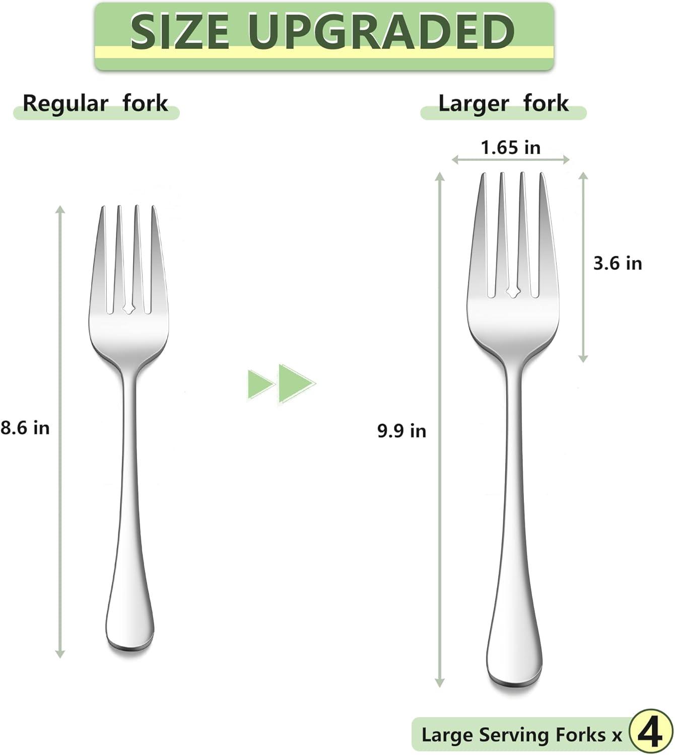 imageEfar Large Serving Forks Set of 4 99 Inch Stainless Steel Serving Utensils Set Big Buffet Forks for Party Catering Wedding Kitchen Restaurant Dishwasher SafeServing Forks x4